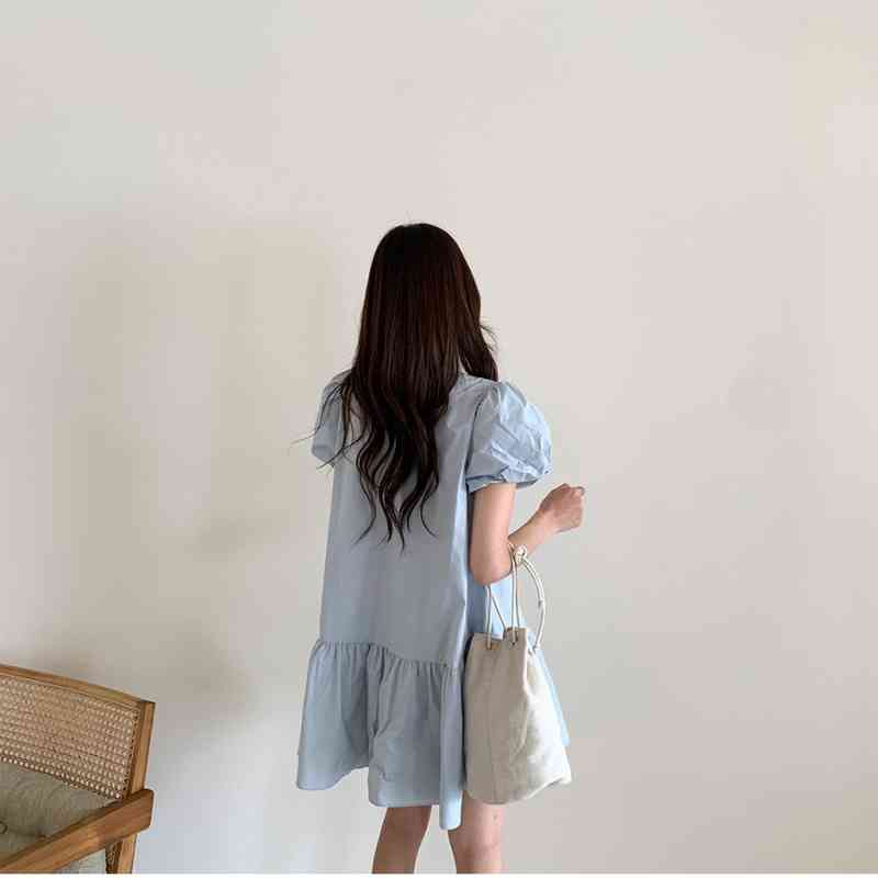 Neploe White Dress Woman Summer Fashion Casual Loose Dresses Women Korean Simple O Neck Plus Size Elegant Ropa Mujer 4l133 210422