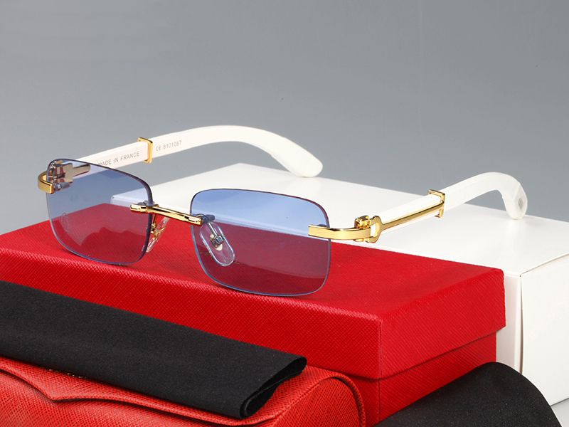 Luxury Designer Sunglasses Women Mens Sunglass Gradient Buffalo Horn Sun glasses Metal hinge Brand Carti Glasses UV Protection Wooden Wrap Goggle Man Eyeglasses