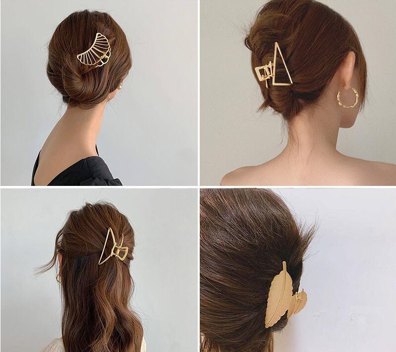 2021 Fashion Women Girls Big Hair Claw Hairpin Simple Geometric Metal Crab Clamp Hairgrip Clip Headwear Jewelry 5PCS