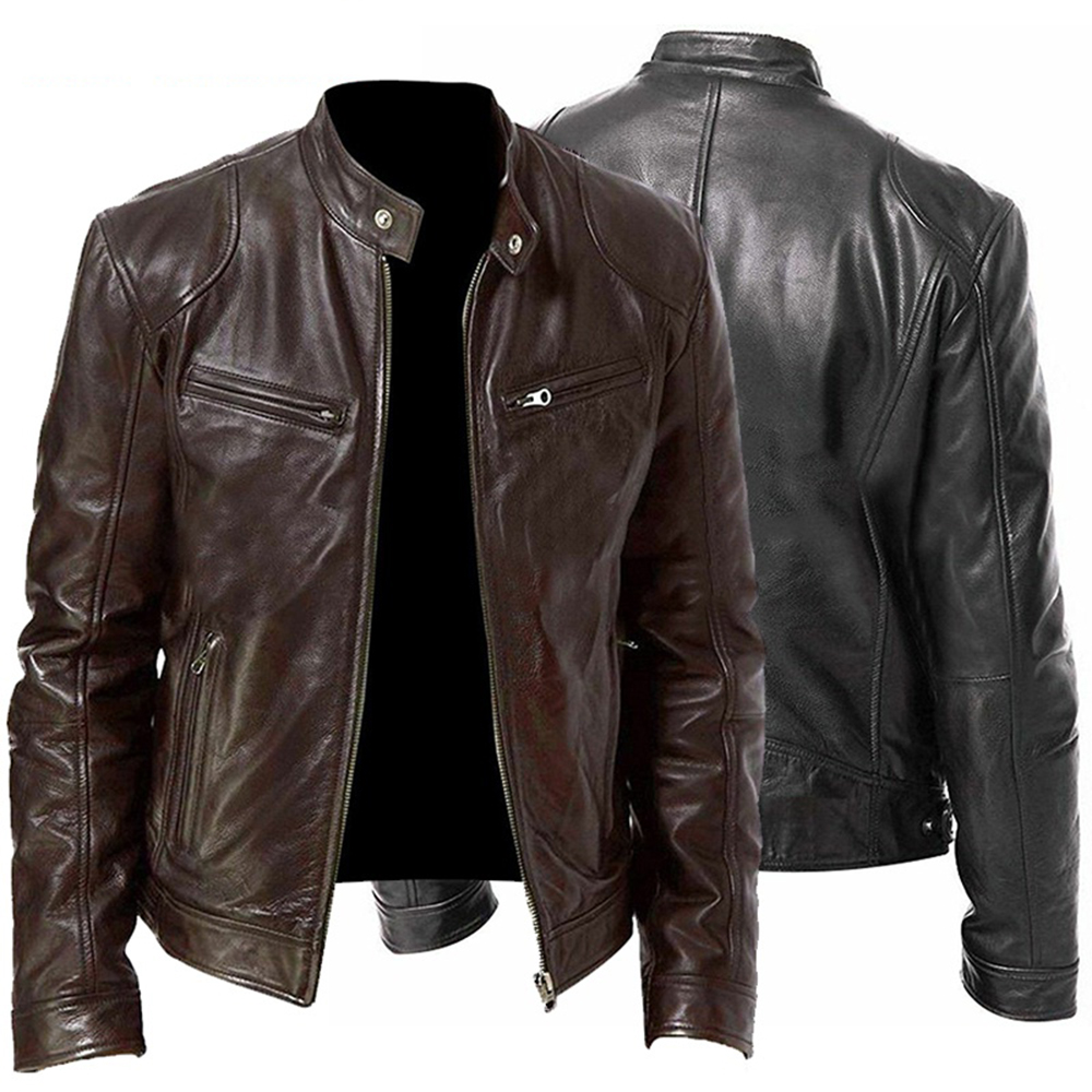 Autumn High-quality Leather Jacket Mens Jacket Coat Motorcycle Stand-up Collar Washed Leather Jacket, Brown
Autumn High-quality Leather Jacket Mens Jacket Coat Motorcycle Stand-up Collar Washed Leather Jacket, Brown