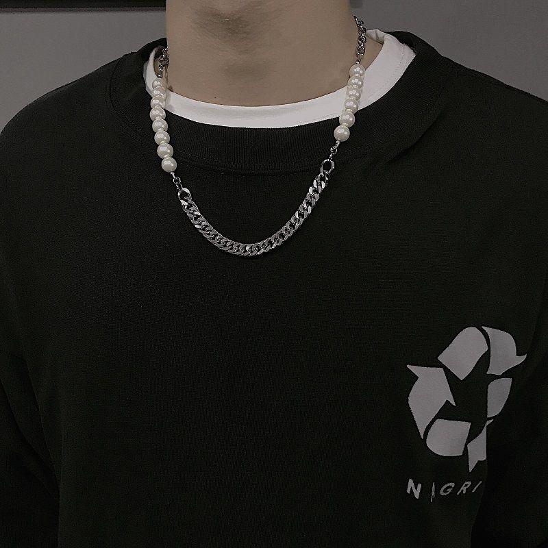 Chains Creative Pearl Stitching Necklace Trend Hip Hop Style Personality Chain Men's Jewelry Brother Party, Silver
Chains Creative Pearl Stitching Necklace Trend Hip Hop Style Personality Chain Men's Jewelry Brother Party, Silver