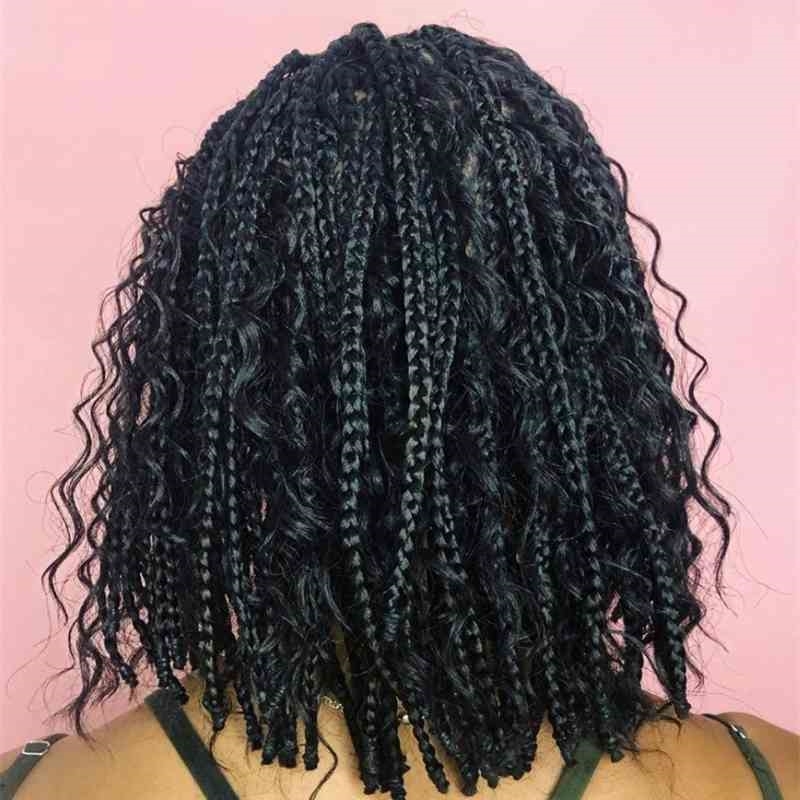 women's Braided short wig curly hair mechanism elastic mesh chemical fiber headgear box braids wi, Black - 14inch
women's Braided short wig curly hair mechanism elastic mesh chemical fiber headgear box braids wi, Black - 14inch