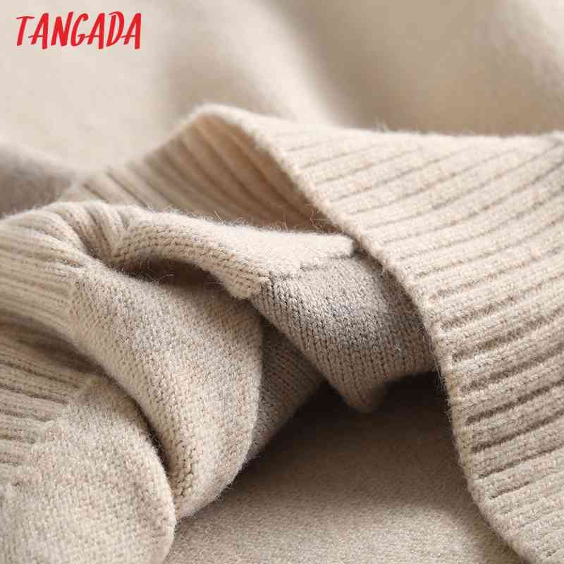 Women Office Lady Turtleneck Knitted Sweater Jumper Female Elegant Oversize Pullovers Chic Tops BC14 210416