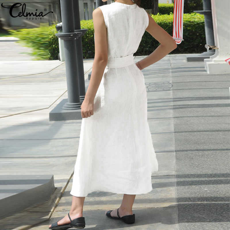 Women Dress Elegant White es Sleeveless Loose Long Black Vintage High Waisted Plus Size Maxi es 210513