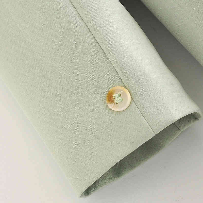 Casual Double Breasted Office Wear Blazer Women Notched Neck Long Sleeve Coat Outerwear Pockets Solid Jacket Lady 210515