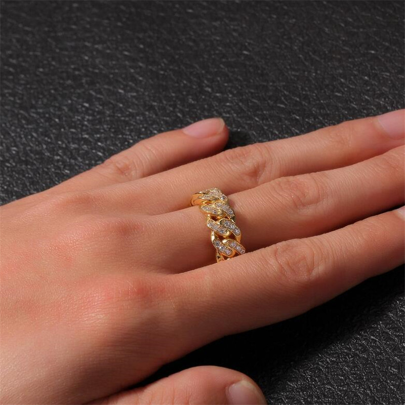 Hip Hop Vintage Jewelry Wedding Rings Guba 18K White Gold Fill Full 3A Zircon Sparkling Party Eternity CZ Diamond Women Engagement Link Chain Men Ring