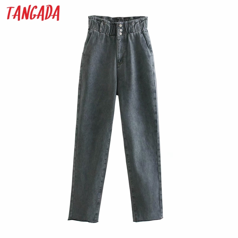 Women High Waist Strethy Overlength Jeans Trousers Pockets Zipper Female Denim Pants 4M03 210416
