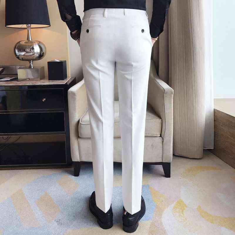 2021 Mens Slim Fit Business Dress Pants for Men Suit Pants Men Spring Formal Suit Trousers Black White Blue Dress Pants Men X220214