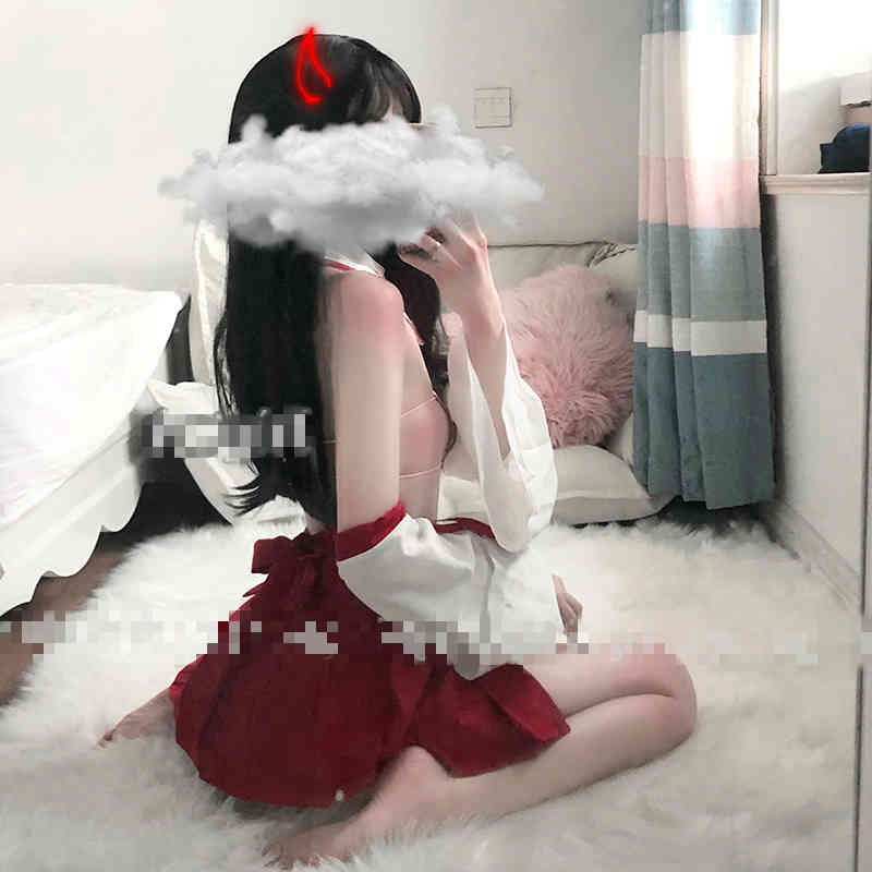 Anime Maid Cosplay Costumes Japanese Kimono Dress Witch Uniform Cosplay Suit Cute Girls Sexy Heart Bikini Lingerie Set L0407