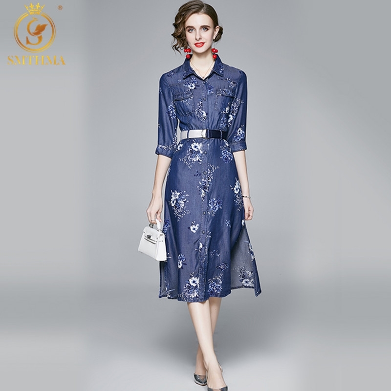 Women Autumn Vintage Printing Denim Dress High Quality Elegant Femme Designer Runway Party Vestidos Send Belt 210520, Photo color
Women Autumn Vintage Printing Denim Dress High Quality Elegant Femme Designer Runway Party Vestidos Send Belt 210520, Photo color