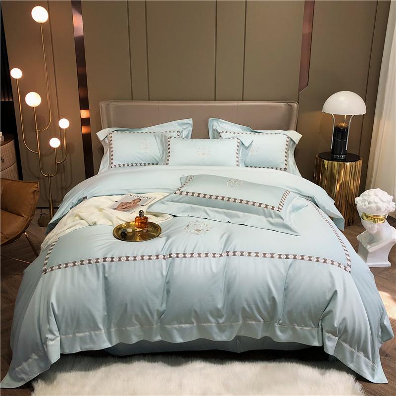 Egyptian Cotton El White Bedding Set Luxury Queen King Size Bed Duvet Cover Sheet Spread Flat Pillowcase Sets