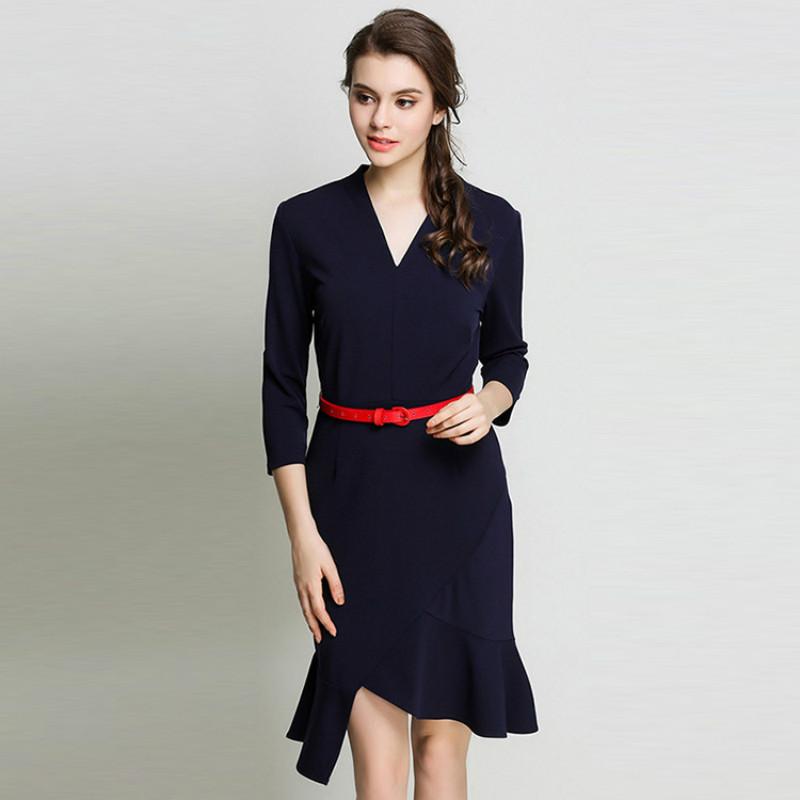 Casual Dresses 2021 Autumn Pattern European Trend Self-cultivation Thin V Lead Package Buttocks Fish Tail Seven Part Sleeve Dress, Blue
Casual Dresses 2021 Autumn Pattern European Trend Self-cultivation Thin V Lead Package Buttocks Fish Tail Seven Part Sleeve Dress, Blue