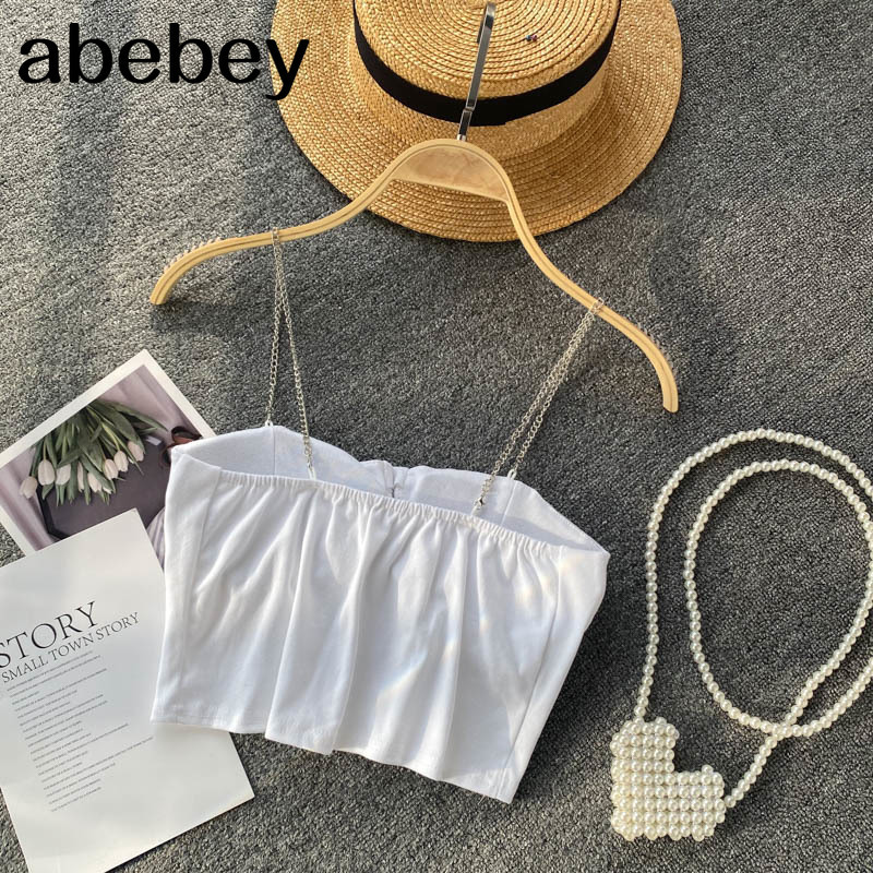 Women Retro Chain Velvet Camis Sexy Sleeveless Backless Ruched Slim Short Tank Top Summer Off Shoulder Strap Y2K Tops 210512Z