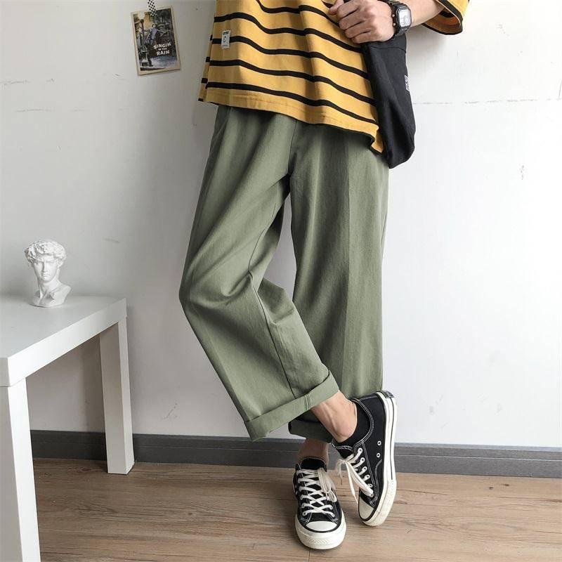 Men Casual Loose Office Pants Solid Baggy Elastic High Street Sweatpants Autumn Streetwear Trousers Males Men's