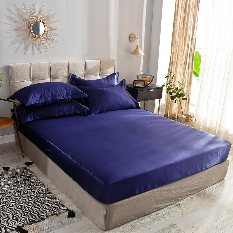 Sheets & Sets Liv-Esthete 1PCS Healthy Luxury Fitted Sheet Mattress Cover Green Bed On Elastic Band Adult Rubber Satin Silk