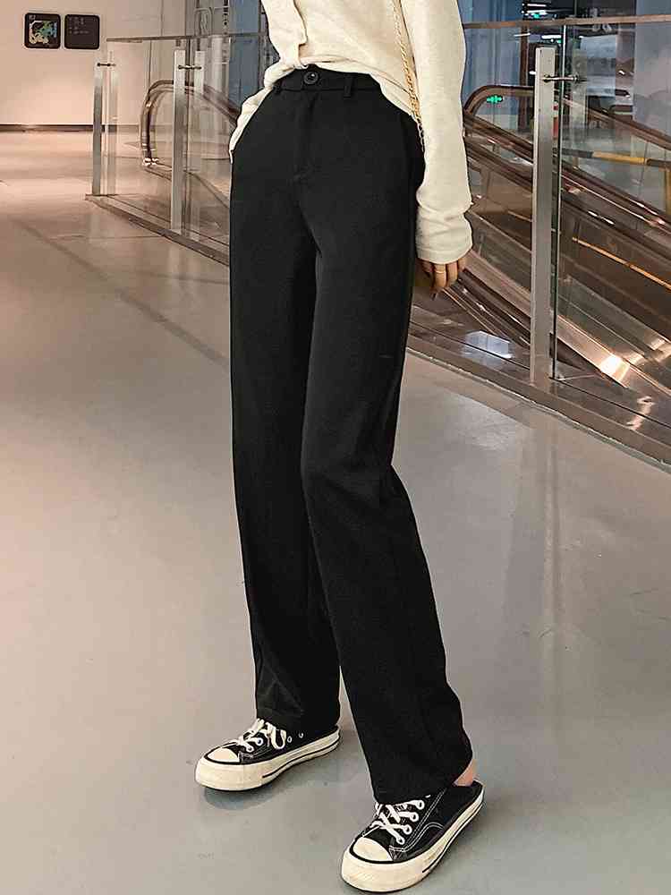 Fall pantalones mujer cintura alta wide leg pants plus size trousers cargo women Suit drape straight 7263 50 210427