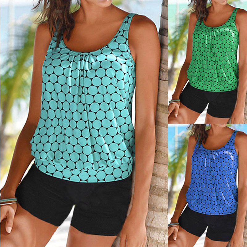 Tankini Two Piece Swimsuit Female Bikinis Women Swimwear Plus Size Push Up Bathing Suit Shorts Beach Bathers Trunks 210520