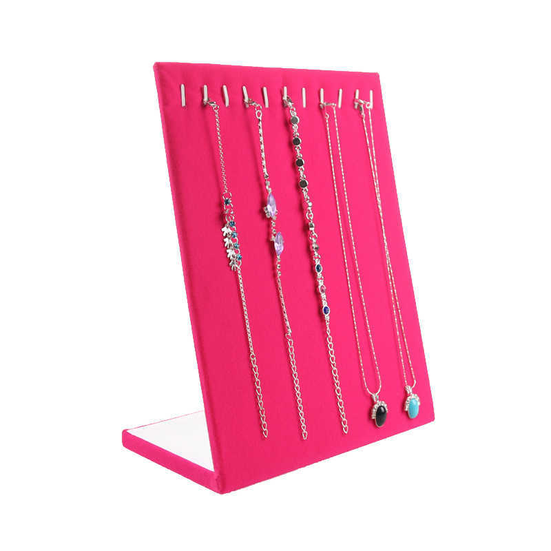 Mordoa More Style Item Gray/Black/Rose Red/Linen Velvet Material Necklace Display Plate L pendant Rack Jewelry Display Stand MX200810