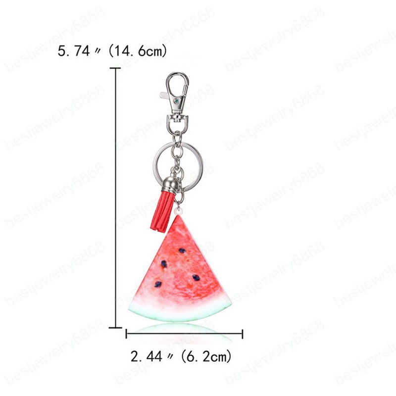 Fashion Fruit Acrylic Keychain For Woman Watermelon Orange Tomato Pineapple Pendant Tassels Key Chains Couple Bag Ornament Gift