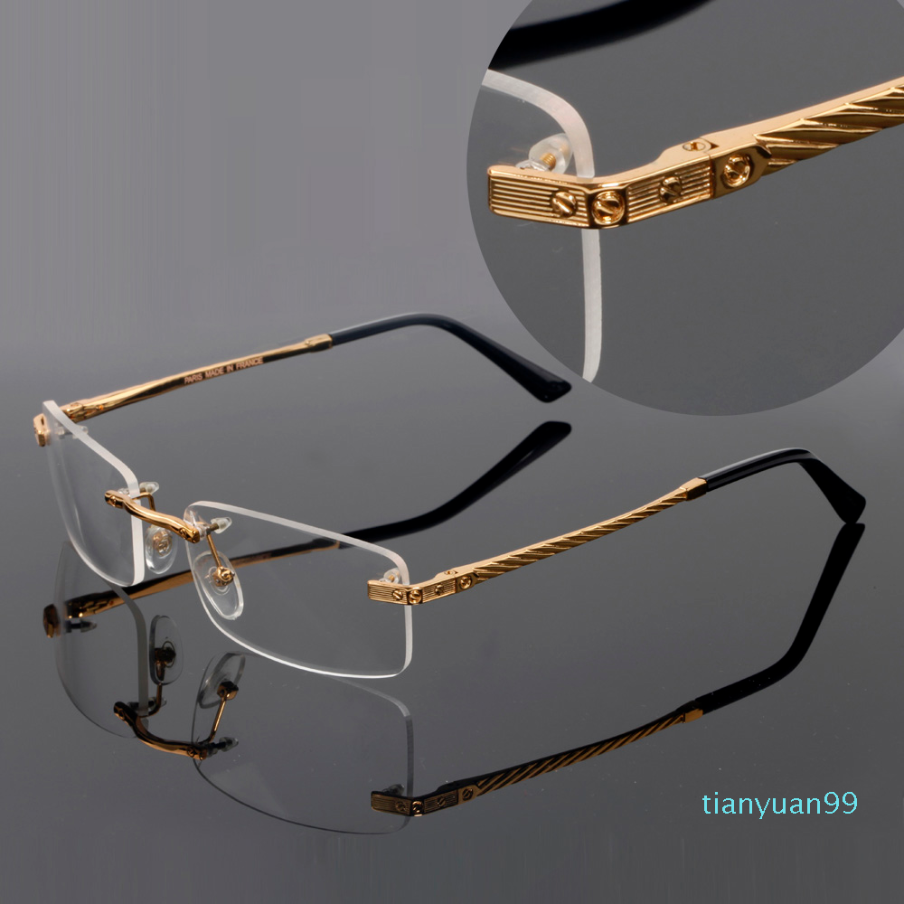 2021 optical Rimless Metal Frame Rectangle eyeglasses frames temples with panther heads Man Unisex High Quality Withclear glasses Case lente, Silver
2021 optical Rimless Metal Frame Rectangle eyeglasses frames temples with panther heads Man Unisex High Quality Withclear glasses Case lente, Silver