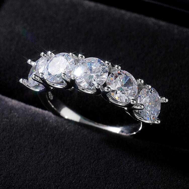 2024 Zircon Sier Ring, 6mm Round Cut Women's Wedding Band