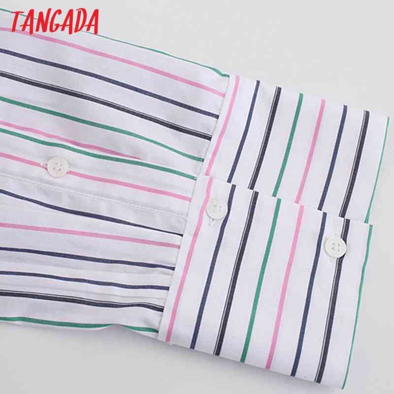 Women Color Stipred Shirts Long Sleeve Turn Down Collar Elegant Office Ladies Work Wear Blouses JE21 210416