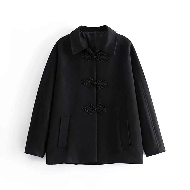 Fashion Windbreaker Jacket Elegant Chinese Style Loose Solid Color Long-Sleeved Female Winter 210521, Black
Fashion Windbreaker Jacket Elegant Chinese Style Loose Solid Color Long-Sleeved Female Winter 210521, Black