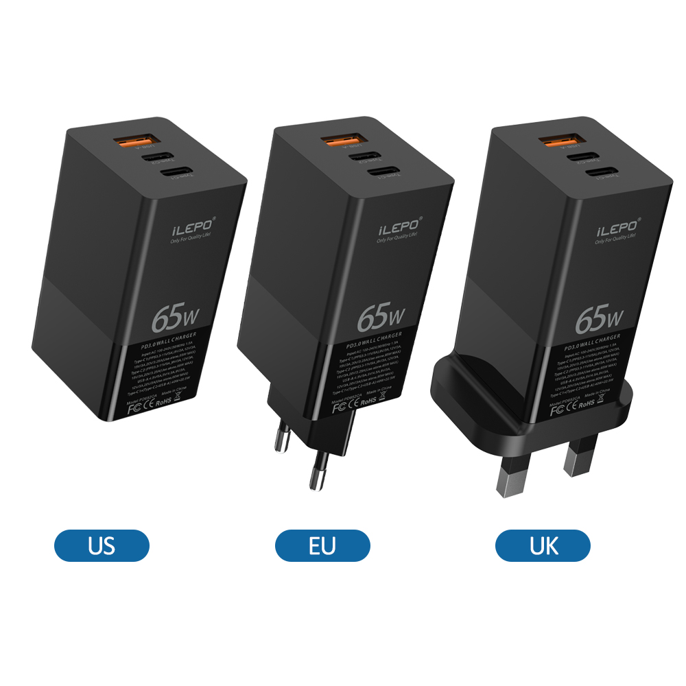 1 Piece! 65W USB-C Smart Charger Power Delivery 3.0 With MOSFET (Super-Silicon) Tech Supply For USB C laptops, SmartPhone, etc Retail Box
