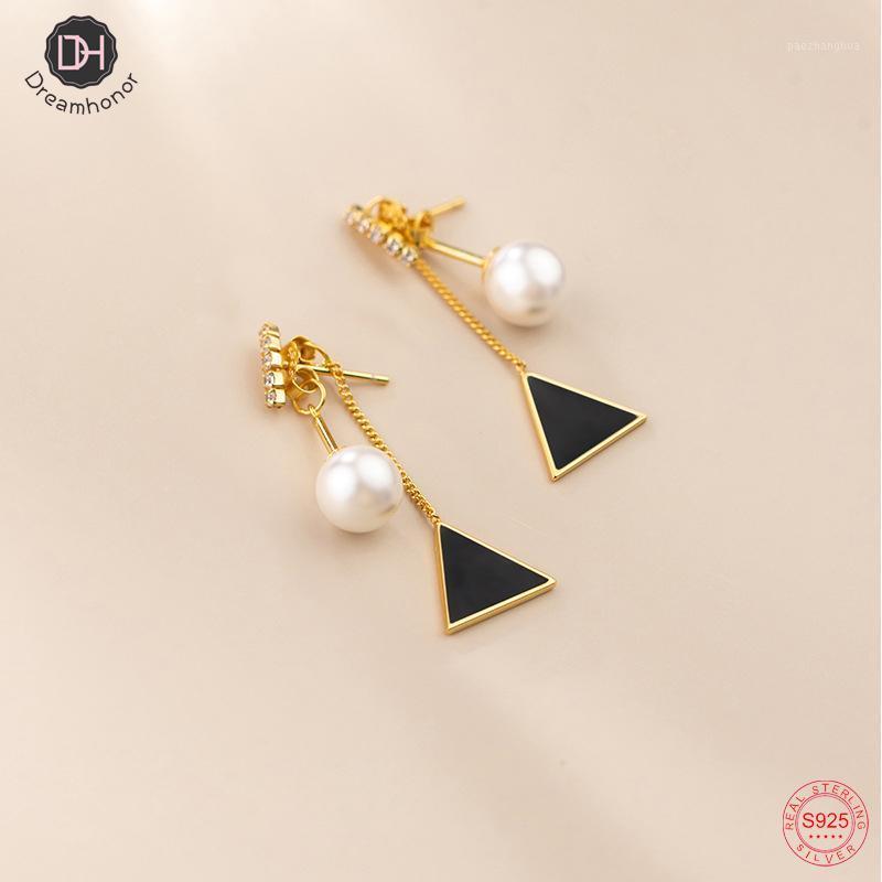 Stud Dreamhonor 925 Sterling Silver Long Design Pearl Triangle Charms Earrings Wholesale Women Brincos, Golden;silver
Stud Dreamhonor 925 Sterling Silver Long Design Pearl Triangle Charms Earrings Wholesale Women Brincos, Golden;silver