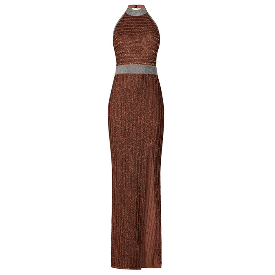 Summer Women Halter Backless Bandage Dress Sexy Sleeveless Patchwork Club Celebrity Evening Runway Party Dresses 210423