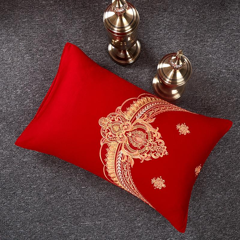 Cotton Luxury Red Wedding Gifts King Size Bedding Set Queen Bed Sheet Embroidery Duvet Cover Sets