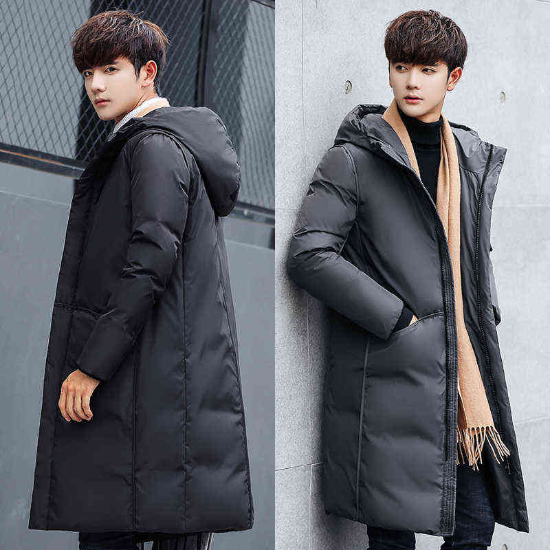 Down Parkas Men Long Jacket Thicken Windbreaker Hooded Warm Coat White Duck Hight Quality Winter 211216