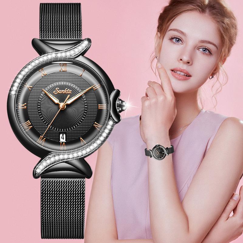 Wristwatches SUNKTA Arrival Classic Women Watches Black/Golden Luxury Simple Stainless Steel Bracelet Watch Ladies Wristwatch, Blue
Wristwatches SUNKTA Arrival Classic Women Watches Black/Golden Luxury Simple Stainless Steel Bracelet Watch Ladies Wristwatch, Blue