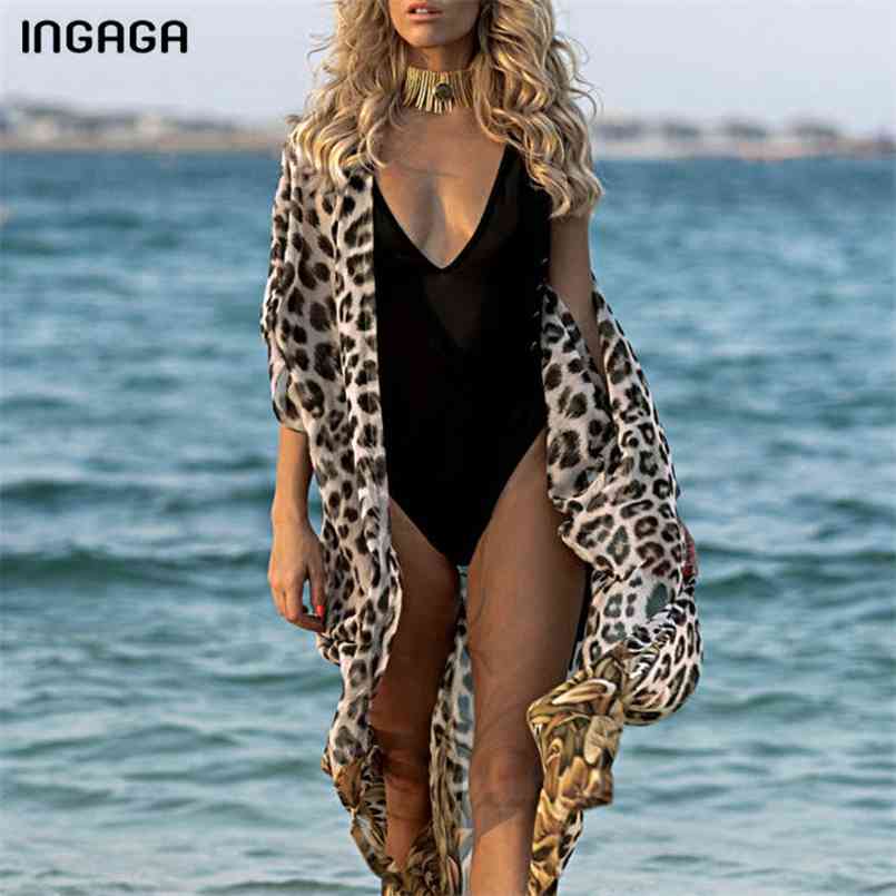 INGAGA Leopard Print Long Beach Dress Sexy Cardigan Beachwear Cover Up Half Sleeve Swimwear Women Belted Bathing Suit 210722
INGAGA Leopard Print Long Beach Dress Sexy Cardigan Beachwear Cover Up Half Sleeve Swimwear Women Belted Bathing Suit 210722
