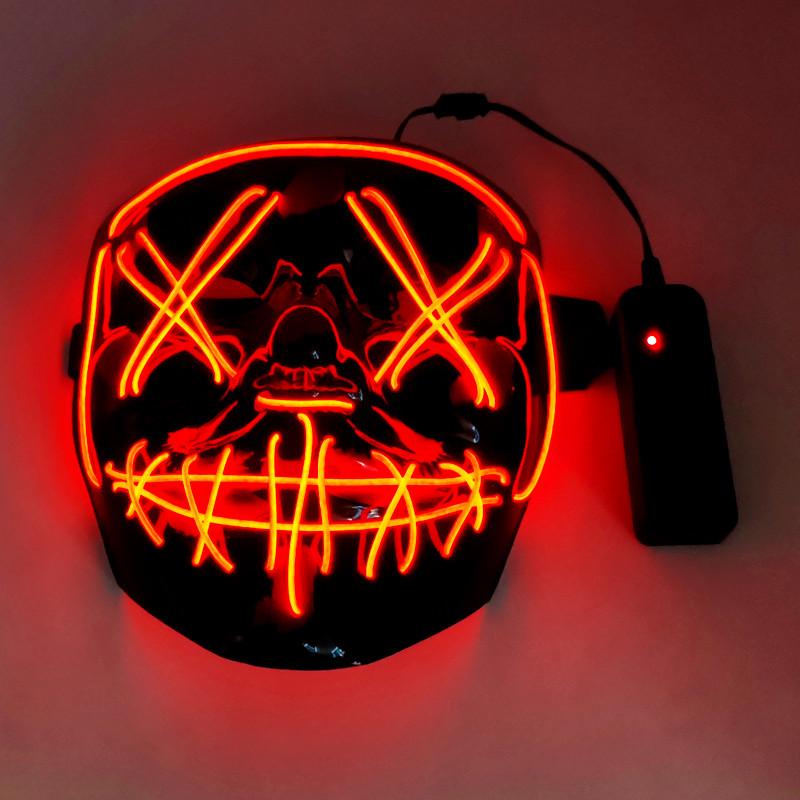 Party Decoration 1pcs Halloween Creative EL Luminous Mask, Black Cold Light KTV Dance (without Battery)