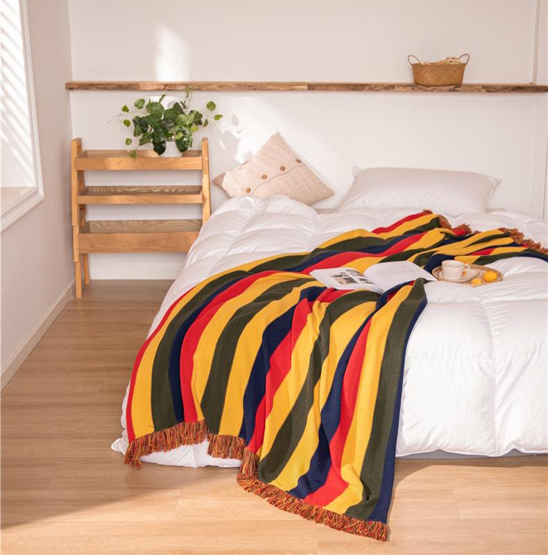 Cotton Tassel Blanket, Bohemian Style, Can Be Used As Shawl, Available Indoors And Outdoors, Easy To Carry Blankets