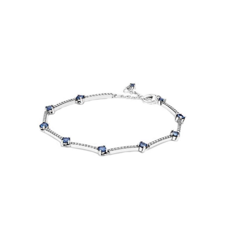 925 Sterling Silver sparkling star Charms diamond Bracelets with box Fit European girl lady Beads Jewelry Bangle Real Bracelet for Women