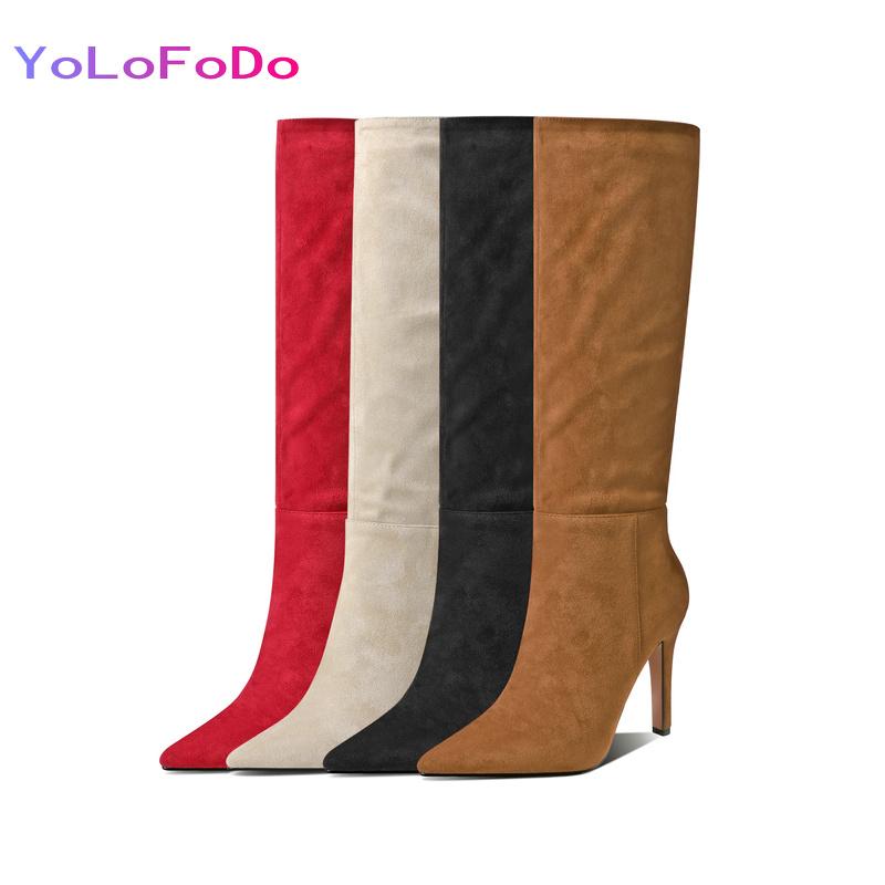 Boots Faux Suede Women Thin High Heel Fashion Pointed Toe Knee Slip On Autumn Winter Shoes 2021 Black Brown Red
Boots Faux Suede Women Thin High Heel Fashion Pointed Toe Knee Slip On Autumn Winter Shoes 2021 Black Brown Red