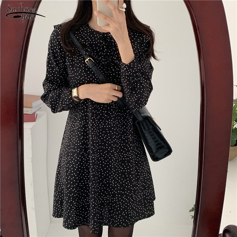 Autumn Long Sleeve Sweet Polka Dot Dress Women Korean Mini A-line Round Collar Office Lady Vestidos De Fiesta 10840 210521, Black
Autumn Long Sleeve Sweet Polka Dot Dress Women Korean Mini A-line Round Collar Office Lady Vestidos De Fiesta 10840 210521, Black