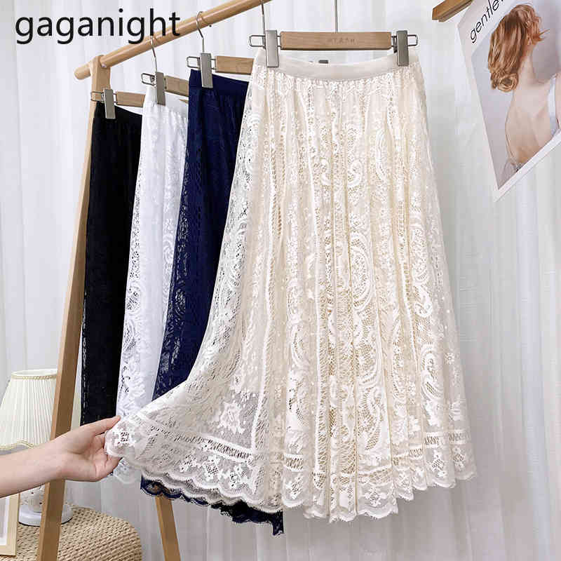 Gaganight Elastic High Waist Lace Skirts Women Spring Summer Korean Elegant A-line Ladies Skirt Black White Long Skirt 210519
Gaganight Elastic High Waist Lace Skirts Women Spring Summer Korean Elegant A-line Ladies Skirt Black White Long Skirt 210519