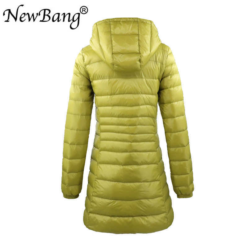 Bang 8XL Ladies Long Warm Down Coat With Portable Storage Bag Women Ultra Light Down Jacket Women's Overcoats Hip-Length 210819