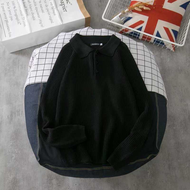 Sweater Turn-down Collar Solid Simple All-match Korean Style Daily Soft Warm Knitting Sweater Loose Trendy 211011Z