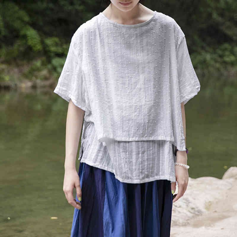 Johnature Women Fake Two Piece Set T-Shirts White Soft Cotton O-Neck Short Sleeve Summer Loose Female Vintage Casual Tshirt 210521
Johnature Women Fake Two Piece Set T-Shirts White Soft Cotton O-Neck Short Sleeve Summer Loose Female Vintage Casual Tshirt 210521