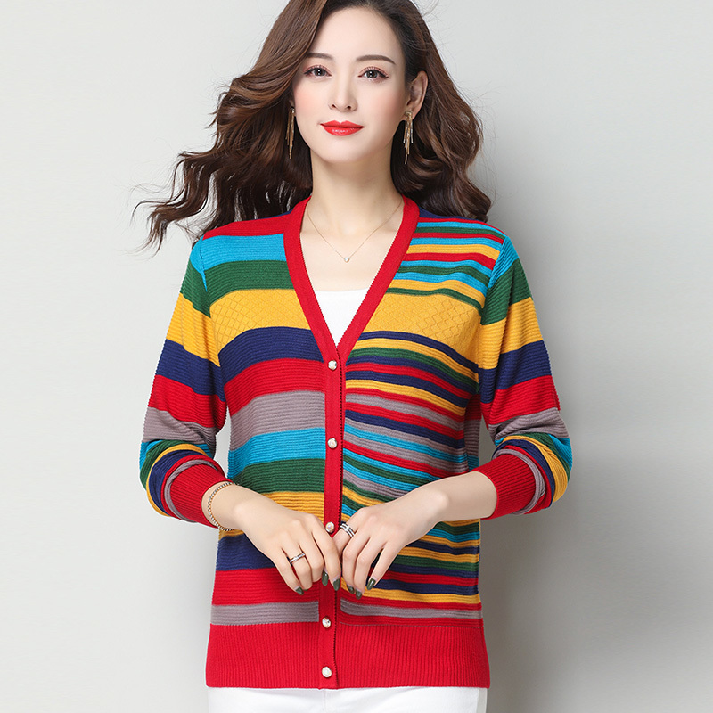 Women's Knits & Tees Harajuku V-Neck Strip Rainbow Cardigan For Women Casual Long Sleeve Button Knitted Coat Plus Size Spring, Brown
Women's Knits & Tees Harajuku V-Neck Strip Rainbow Cardigan For Women Casual Long Sleeve Button Knitted Coat Plus Size Spring, Brown