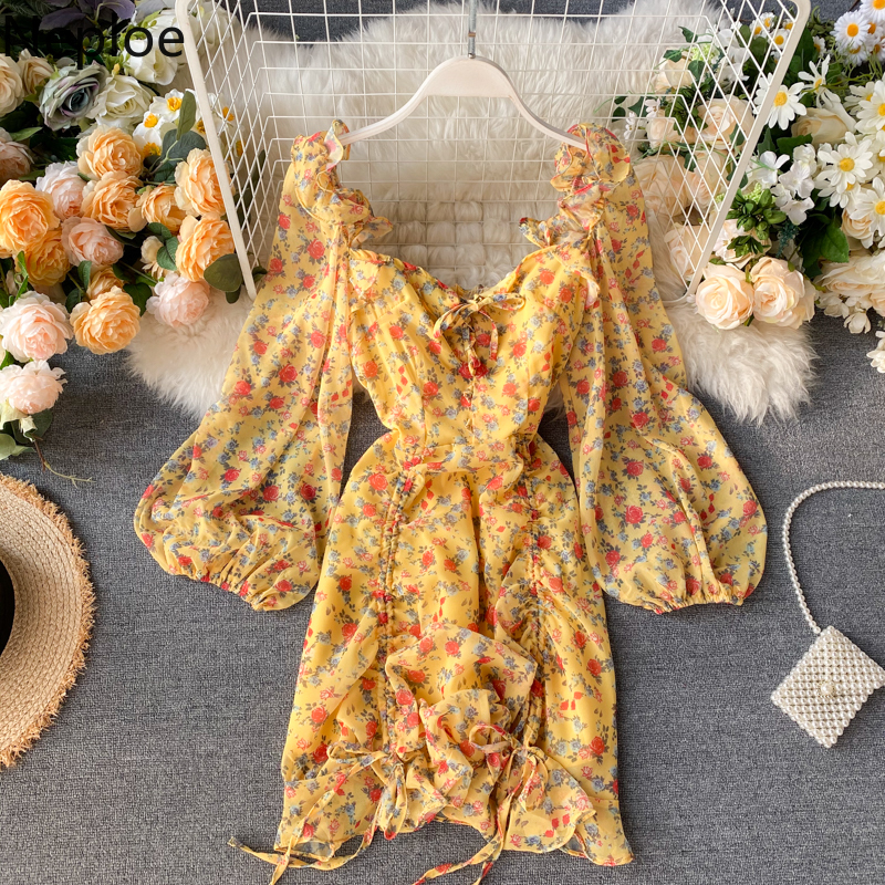 neploe french retro style floral chiffon dresses women slim long sleeve ruffles dstring high waist dresses short dress 81127, Black;gray
neploe french retro style floral chiffon dresses women slim long sleeve ruffles dstring high waist dresses short dress 81127, Black;gray
