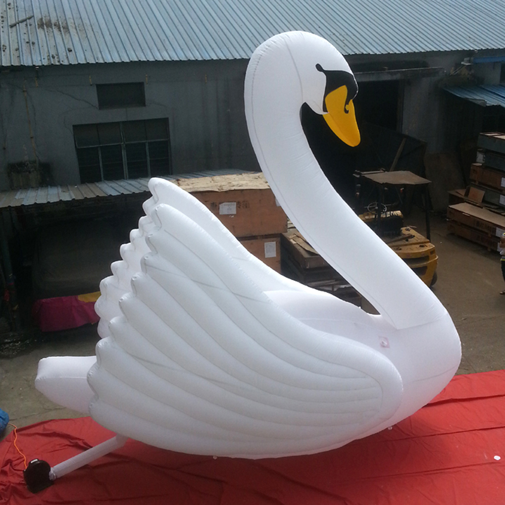Customized 4m advertising white giant inflatable swan model goose for holiday park decoration