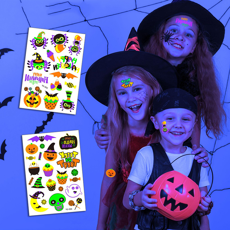 Fashion Accessories Children Waterproof Sweat Cartoon Halloween Fluorescent Tattoo Sticker Luminous Pumpkin Stickers Soy Extract Ink Cosmetic Grade AB Glue Gift
Fashion Accessories Children Waterproof Sweat Cartoon Halloween Fluorescent Tattoo Sticker Luminous Pumpkin Stickers Soy Extract Ink Cosmetic Grade AB Glue Gift