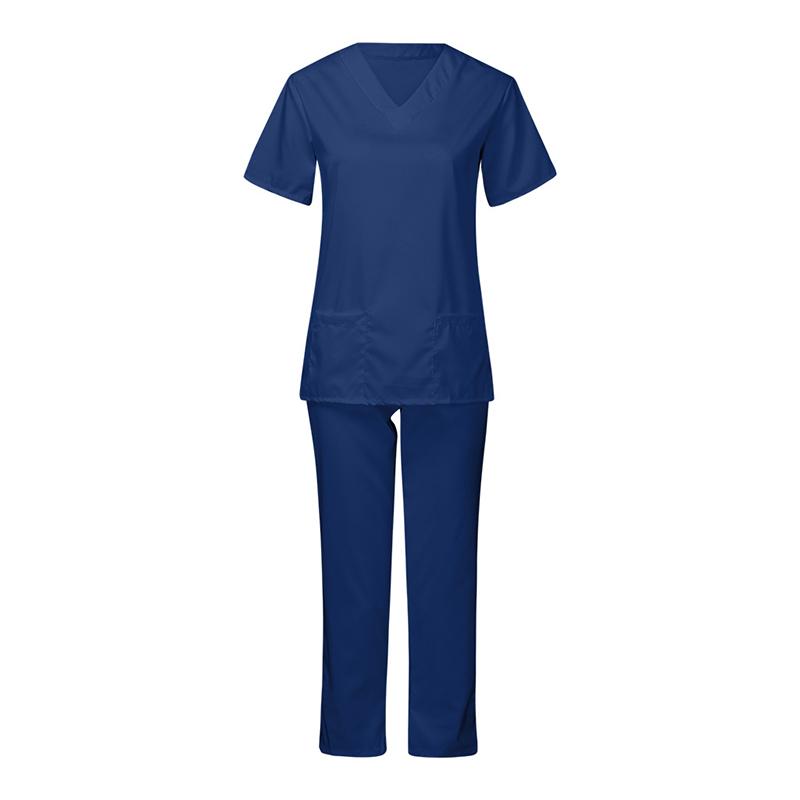 Women039s Pants Capris Solid Color Unisex Men Women Short Sleeve V Neck Nurses Scrubs TopsPants Nursing Working Uniform Set 5865193