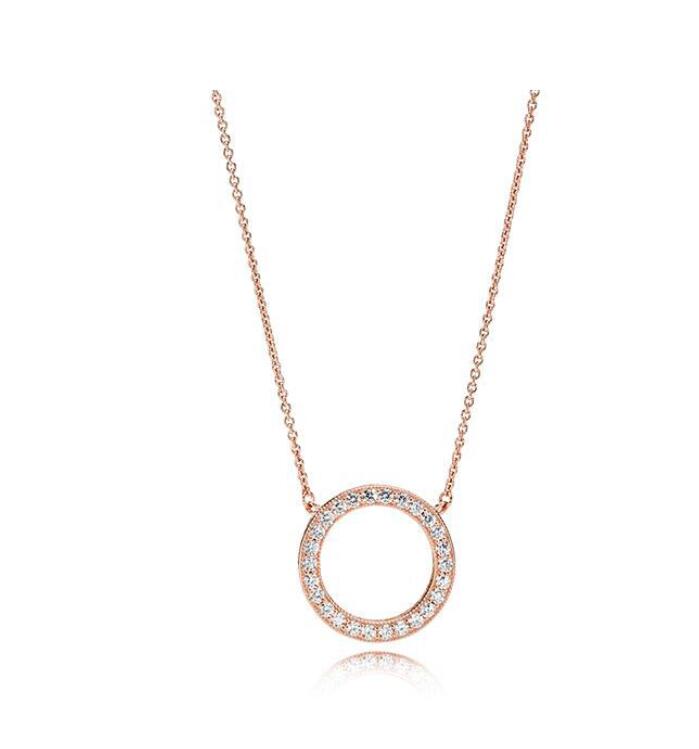18K ROSE GOLD 925 Sterling Silver Signature Circle Pendant Necklace with Original Box for Pandora CZ Diamond Disc Chain Women Jewerly
18K ROSE GOLD 925 Sterling Silver Signature Circle Pendant Necklace with Original Box for Pandora CZ Diamond Disc Chain Women Jewerly