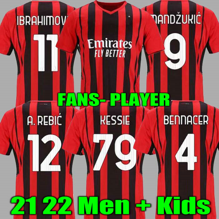 21 22 Fans Player Version AC Soccer milan IBRAHIMOVIC jerseys 2021 TONALI Mandzukic Kessie brahim BENNACER LEAO THEO REBIC Men kid sets socks Thailand football Kits, 20 21 adult home
21 22 Fans Player Version AC Soccer milan IBRAHIMOVIC jerseys 2021 TONALI Mandzukic Kessie brahim BENNACER LEAO THEO REBIC Men kid sets socks Thailand football Kits, 20 21 adult home